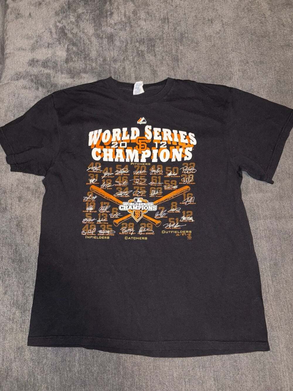 Majestic San Francisco Giants 2012 World Series Champions T-Shirt Size L